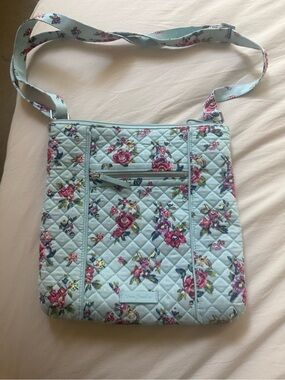 Vera Bradley Aqua Blue Floral Quilted Crossbody Bag